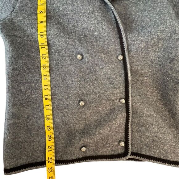 Land's End Boiled Wool Jacket Sz 8 Grey Double Breasted Preppy Classic Old Money - Picture 5 of 7